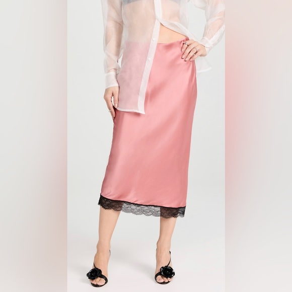 Scotch & Soda Dresses & Skirts - Elegant Pink High Rise Scotch & Soda Skirt with Black Lace Trim